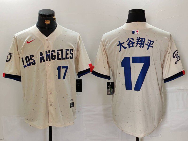 Men Los Angeles Dodgers #17 Ohtani Cream Fashion Nike Game MLB Jersey style 6293